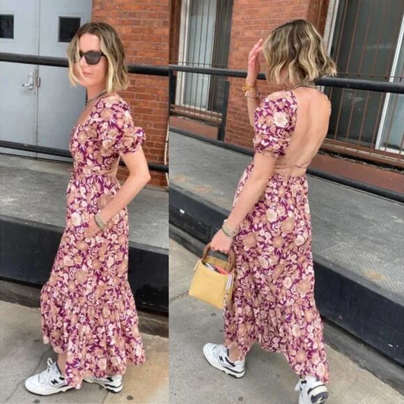 Favorite Daughter | NWT The Mirka Floral Open Back Peasant Fall Maxi Dress 0 - Picture 15 of 15